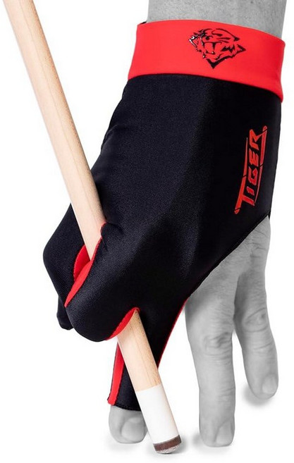 Tiger PRO Series Billiard Glove – Red/Black – for Left Hand - Professional Pool Cue Glove with Enh