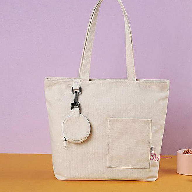 에코백 지퍼 무지 여성 리사이클링 여자 대학생 가방 국산 데일리 포켓 숄더 캔버스 쇼퍼백uod314