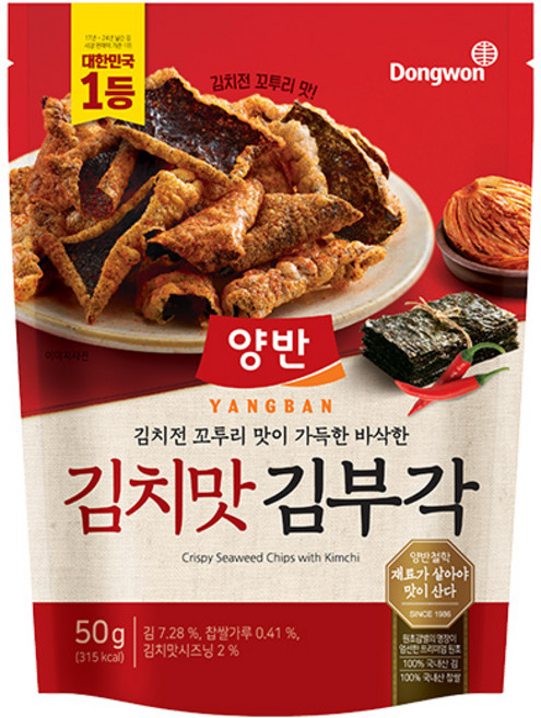 동원 양반 김치맛 김부각 50g, 8개