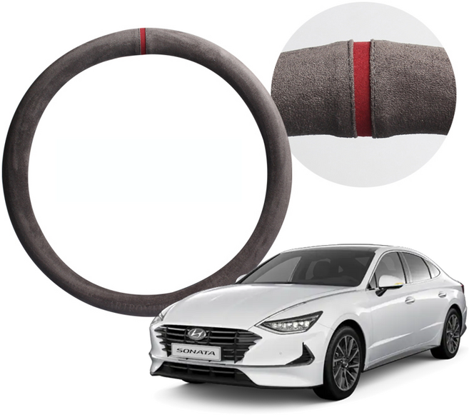 딜온 물빠짐 없는 프리미엄 올시즌 스웨이드 핸들커버 국내생산, 쏘나타DN8 다크그레이