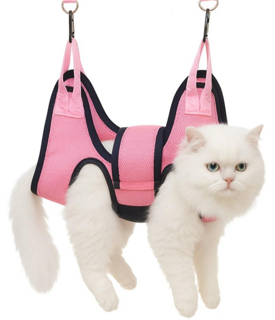 바람펫 강아지 고양이 해먹 미용 거치대 M, 핑크, 1개