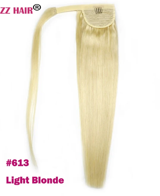 ZZHAIR 100 인모 연장 매직 랩 어라운드 포니테일 클립 기계 레미 말꼬리 스트레이트 제작 16 인치 26, 03 22inches 100g, 01  = 30, 16 613