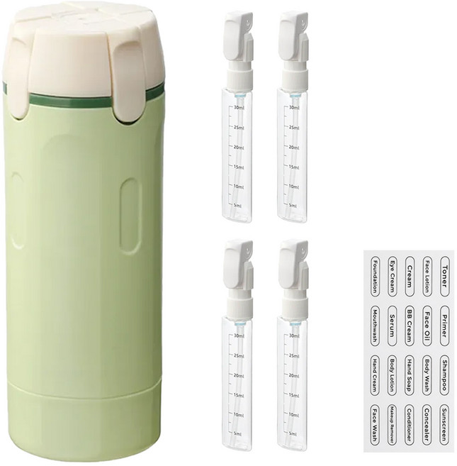 페리페페 여행용 디스펜서 4in1 휴대용 공병, 1개, 그린