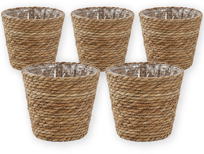 파파가든 라탄바구니 화분커버, 5개, 브라운