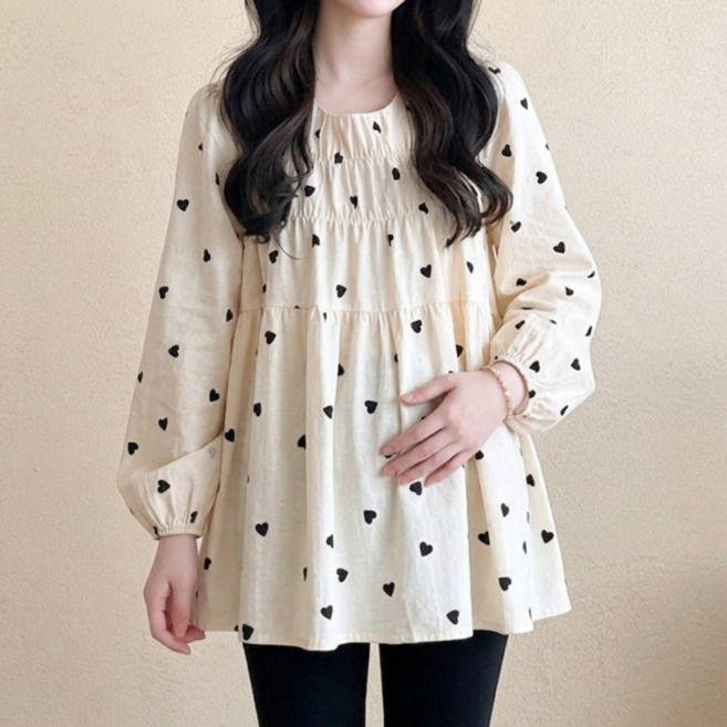 블랭크몰 임산부 러블리 하트 블라우스 빅사이즈 상의