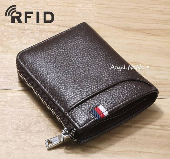 【AngelNaNa】真皮 簡約彩條男士頭層牛皮 防RFID皮夾 (SMA0275)