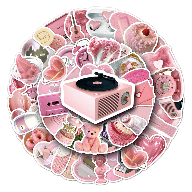 와이비비 캐리어 노트북 방수 스티커, 핑크테마, 1세트