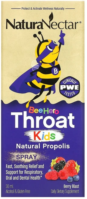 헁복하고 건강하세요 NaturaNectar Bee Hero 인후통 완화 어린이용 천연 프로폴리스 스프레이 베리 블라스트 맛 5mg 30ml 늘 챙기셔야합니다, NaturaNectarBeeHero인후통완화어린이용천연, 1개 - 쿠팡