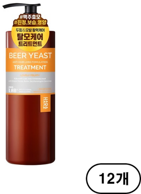 하라즈 맥주효모 탈모 증상 완화 트리트먼트 러블리프루티향, 12개, 500ml