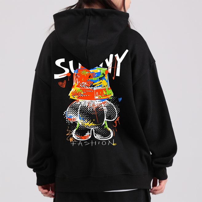 마고주니어 남녀공용 그래피티 베어 오버핏 주니어 후드 티셔츠 국내생산 아동