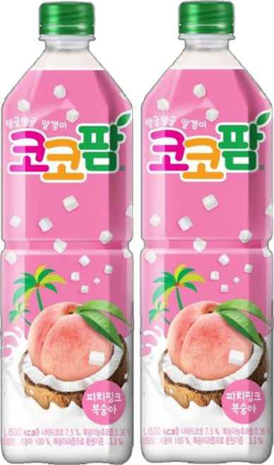 해태음료 코코팜 피치핑크 복숭아, 2개, 1L