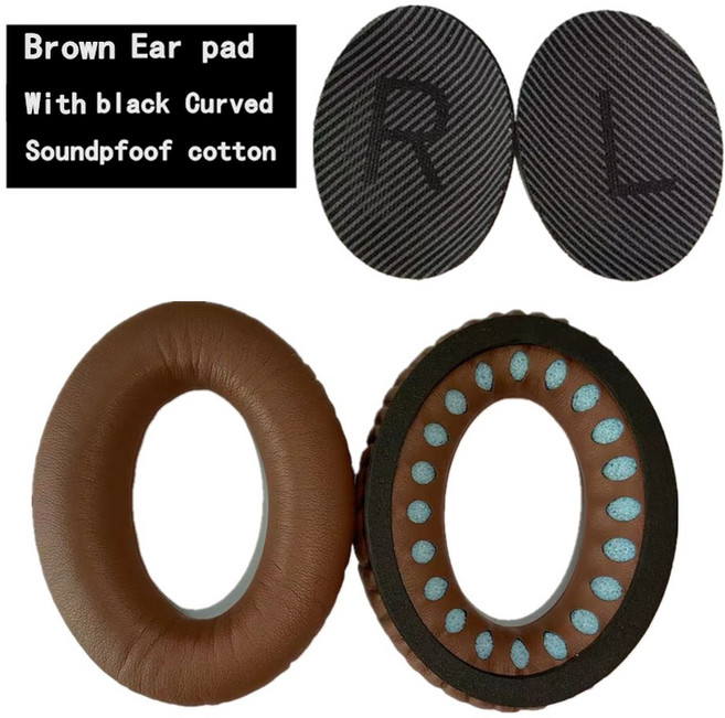 Bose QC35 QC25 QC15 QC2 Ae2 Ae2i Ae2W 사운드 링크 트루 헤드폰 용 이어 패드 교체용 쿠션 메모리폼 블랙, For QC35 Brown, 1개