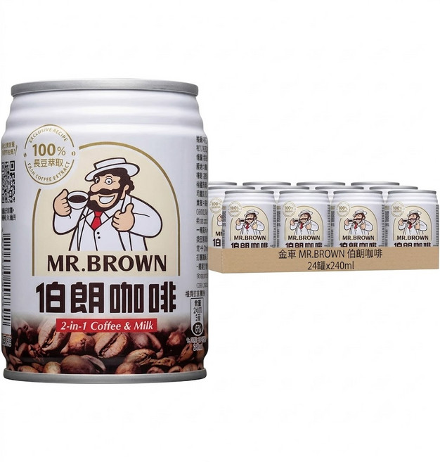 伯朗咖啡 2合1 咖啡牛奶 240ml, 24, 1個裝