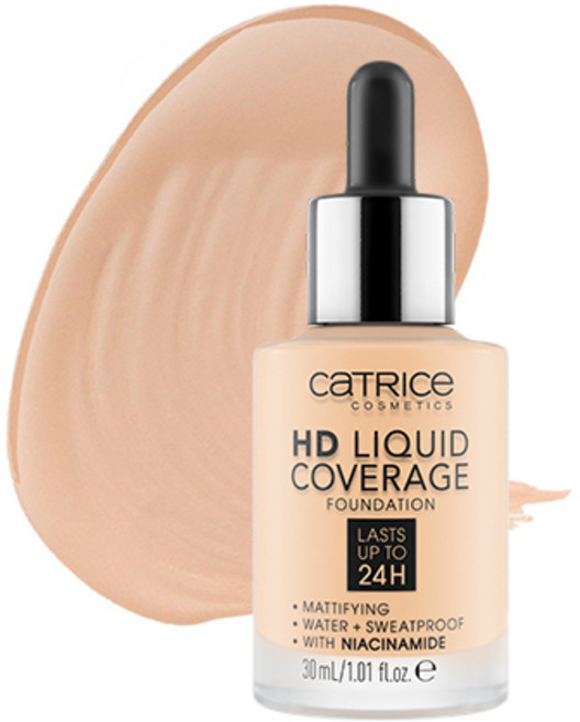 대왕퍼프2개+기프트 카드 증정 1+1기획 캐트리스 HD 리퀴드 커버리지 파운데이션 듀오 세트 177562, 002호+002호 포슬린베이지