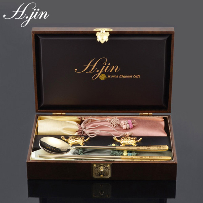 [도도예] H.jin 백수백복 부부 진공 티타늄 금수저 2인세트 (고급 포장) 30대 40대 50대 60대 70대 80대 여자 여성 남자 남성 생일 생신 선물 추천, 1개