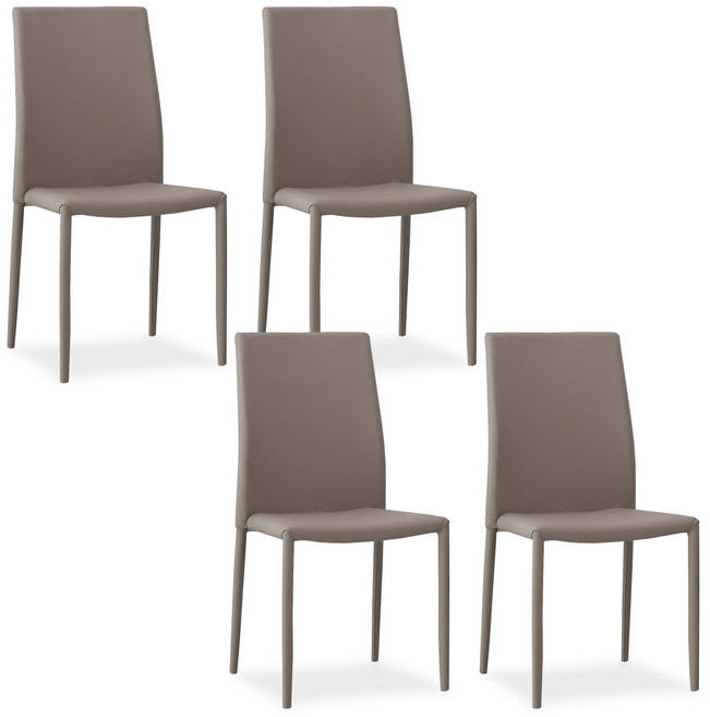 티엔느 디자인 비체 카페 인테리어 가죽 식탁 의자 4p, 라이트 그레이, 4개