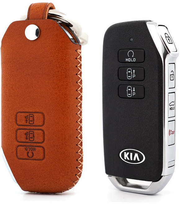 페레노 기아 K7 K8 EV6 쏘렌토 스포티지 셀토스 스마트키 가죽케이스 PK09, 미네르바복스브라운