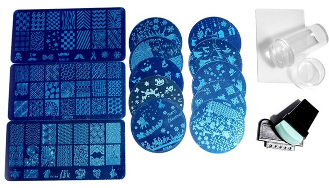 네일 스탬핑 플레이트 세트 13pcs 네일 플레이트 2 스탬퍼 1 스크레이퍼 네일 플레이트 템플릿 이미지 플레이트 스텐실 손톱 도구 S, 1개