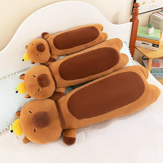 타오진 귀엽고 동물 바디필로우 대형롱쿠션, 브라운