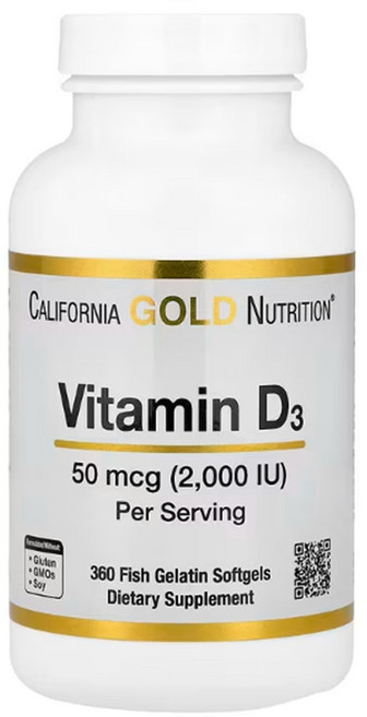 California Gold Nutrition Vitamin D3 2000IU 360정, 1개