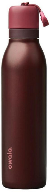 Owala FreeSip 트위스트 단열 스테인리스 스틸 물병 스포츠 및 여행용 빨대 포함 BPA 프리 709.8ml(24온스) 컨페티 391753, 블랙 체리