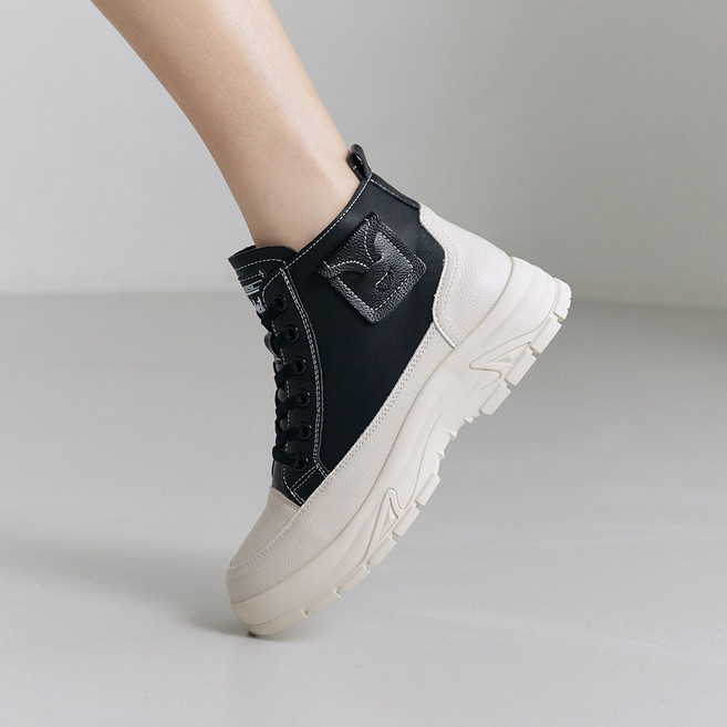 슈리오 여성 소가죽 부드러운 키높이 앵클 발목 스니커즈 4cm