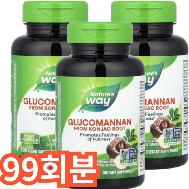 네이쳐스웨이 글루코마난 콘작 루트 665mg 베지테리안 캡슐, 99회분, 1개