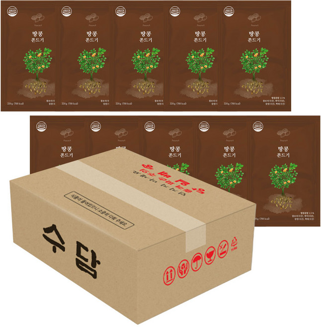 땅콩쫀드기 국내산 곡물 수담쫀드기, 10개, 220g