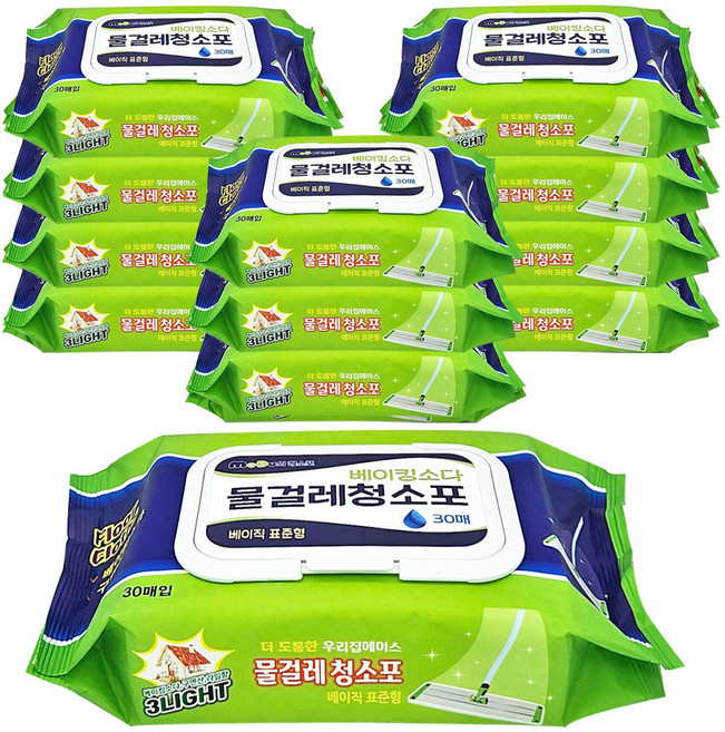 우리집에이스 물걸레청소포 청소물티슈 (중형), 12개, 30개입, 50g