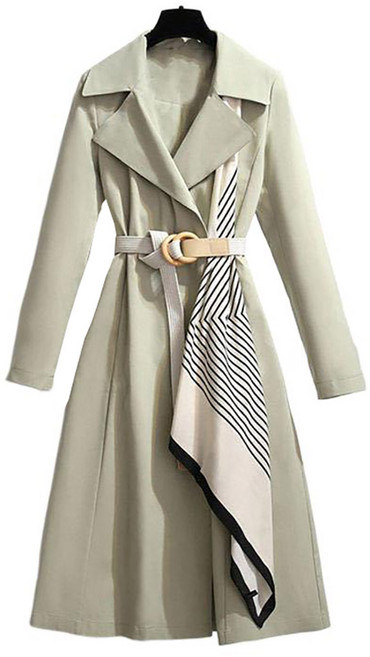 셀럽당 여성용 심플 하프 트렌치 벨트 언밸런스 롱 코트