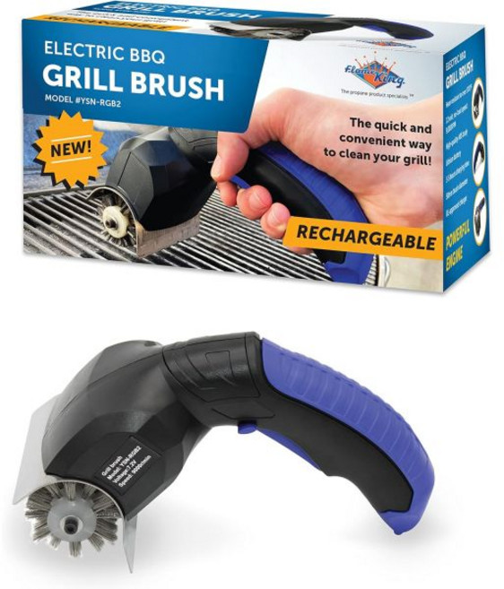 플레임 킹 전동 브러시 바베큐 그릴 청소 충전식 스텐 강모 Flame King, Grill Brush, 1개