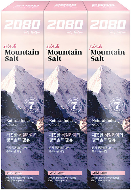 2080 퓨어치약 핑크마일드민트향, 120g, 3개