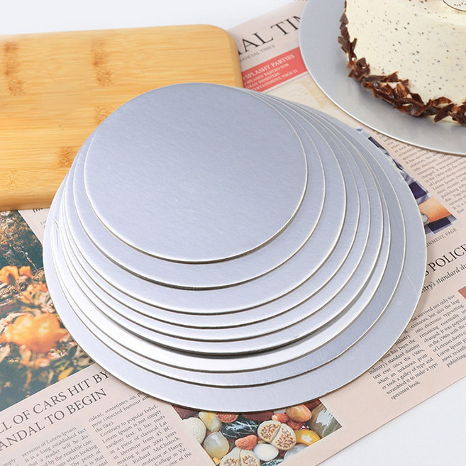 케이크받침 은빛 코팅 라운드 케이크 보드 1033CM 골판지 트레이 디저트 원형 Silver10cm10Pcs, 1개