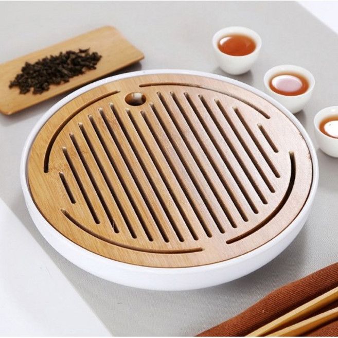 티앤차 심플 원형 다기트레이 차판 블랙 대나무차판, 상세 참조, 본상품선택, 1개