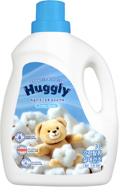 허글리 초고농축 섬유유연제 코튼캔디, 1개, 3L