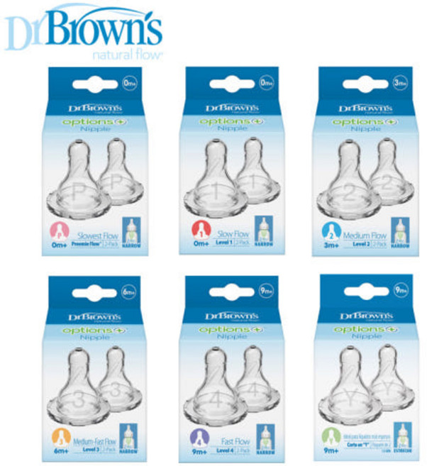 닥터브라운 내로우넥(좁은목) 옵션스플러스 젖꼭지 2개입 실리콘 프리미 1 2 3 4 Y단계, 3단계, 1개