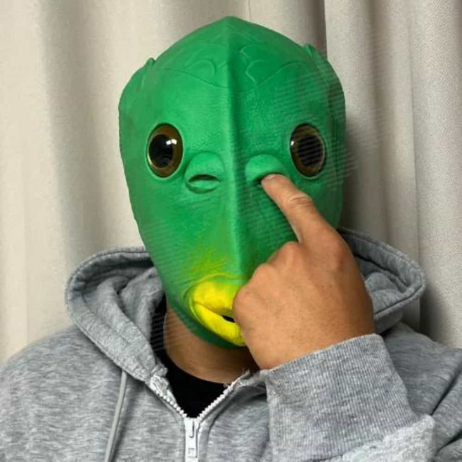 물고기 얼굴 가면 초록