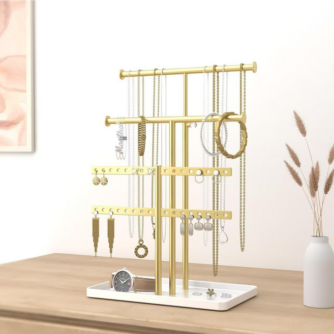 골드 다층 메탈 주얼리 스탠드 목걸이 귀걸이 반지 수납대