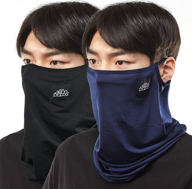 Fobel 국산 1+1 자외선 차단 쿨 골프마스크 매쉬형, 블랙+네이비