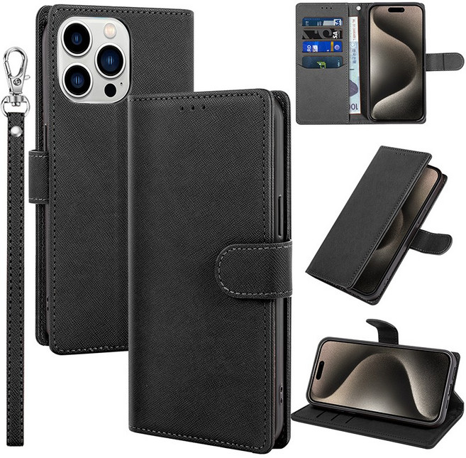 반스등 두꺼운 다중 카드 슬롯 가죽 다이어리 지갑 박스 + 팔찌 세트