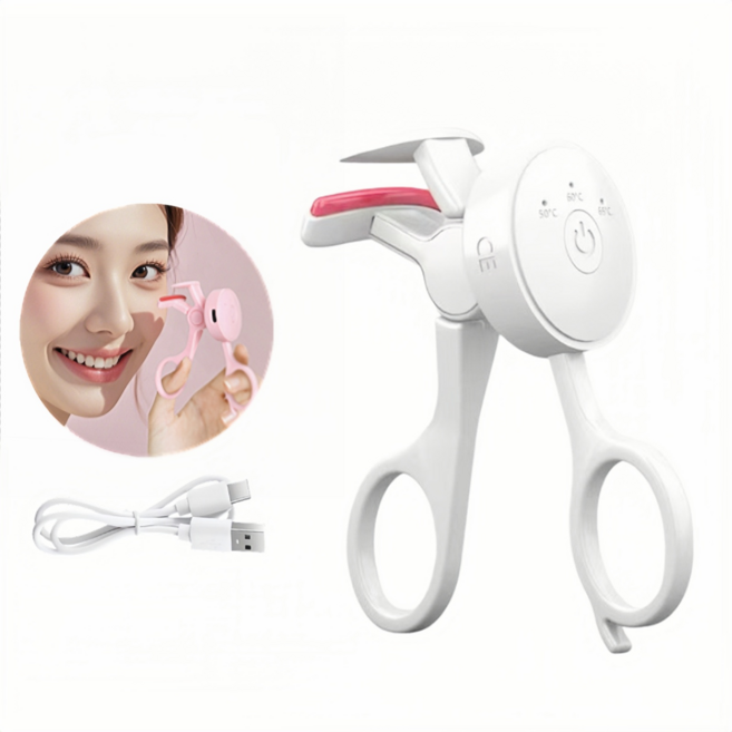 NUVO 온열 속눈썹 고데기 히팅 뷰러 휴대용 C타입, 흰색