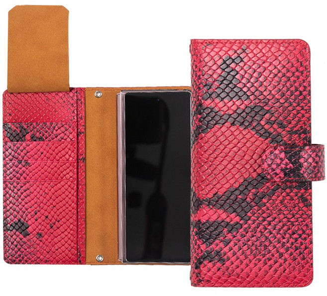 본아띠 삼성 갤럭시 Z폴드 천연소가죽 제니스 아나콘다 뱀패턴 지폐 카드 수납 핸드폰케이스