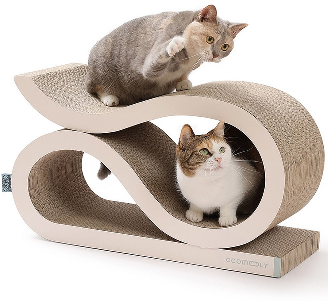 꼬물리 고양이 빅사이즈 파도파도 스크래쳐 소파 평판형, 1개, 베이지