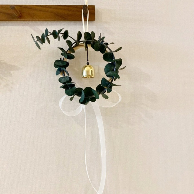 [로기블룸] 프리저브드 유칼립투스 도어벨 리스 현관문 개업축하 집들이 선물포장, 1개