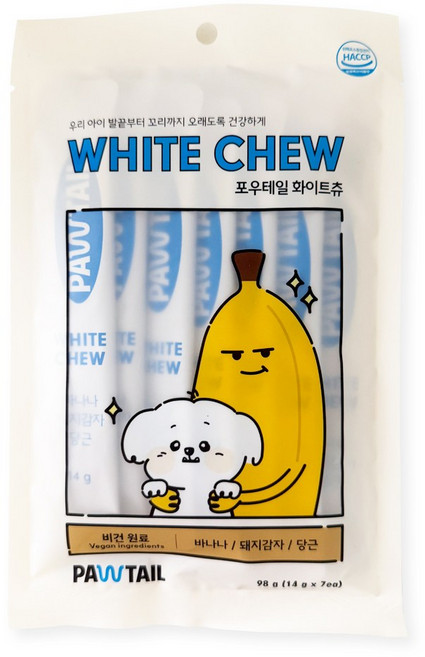 반려견 강아지 저알러지 다이어트 저칼로리 식물성원료 츄르 간식 포우테일 컬러츄, 3개, 98g, 화이트츄