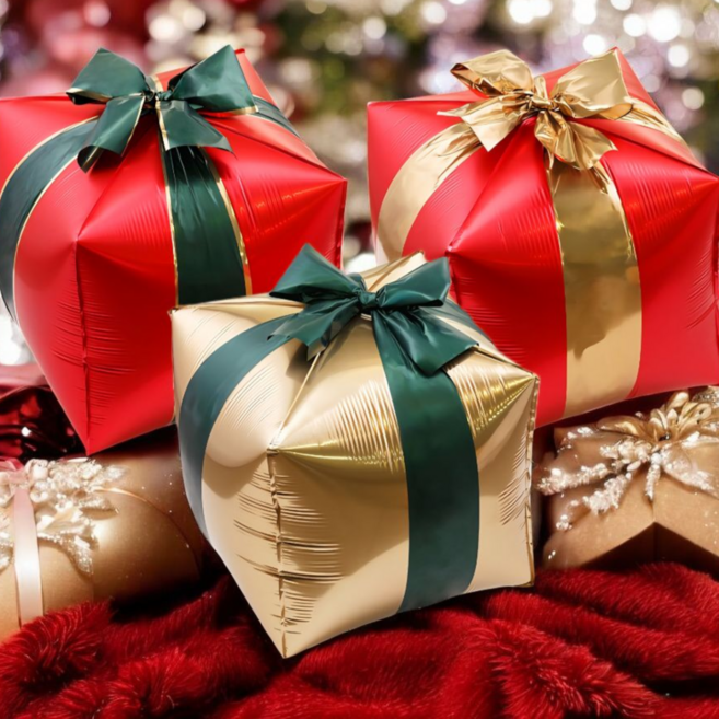 지지워크 크리스마스 선물 은박 풍선 34*36cm, 3개, 혼합