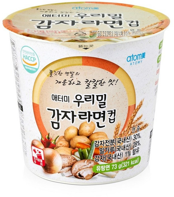 애터미 우리밀 감자 라면 컵라면 1box (18개입), 1박스