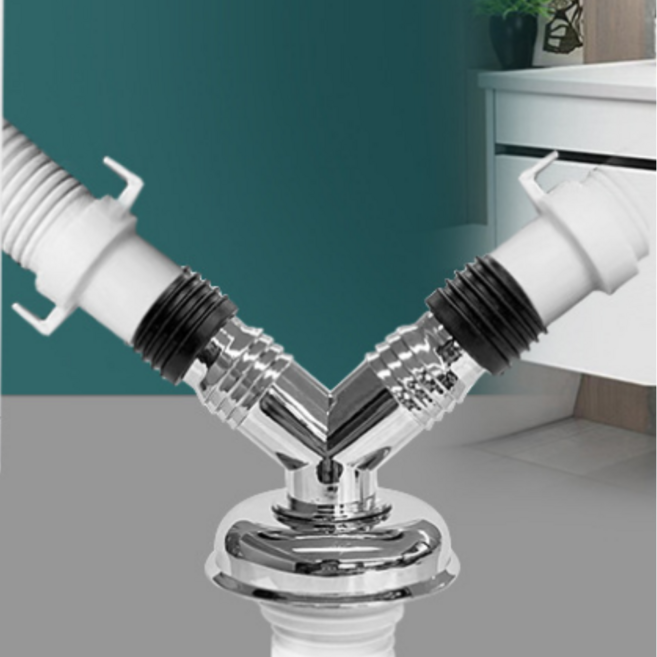 배수구 트랩 2구 배관연결형 세면대, 1개