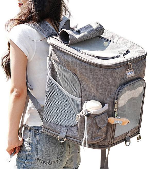 퍼피허그 Portable 강아지 백팩 캐리어 산책 이동 가방 고양이 애견 기내용 컨넬 카시트 배낭, 1개, 핑크