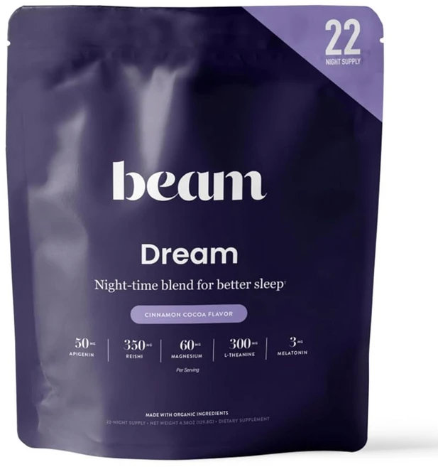 빔 드림 수면 파우더 시나몬 L-테아닌 아피게닌 레이시 & 마그네슘 제3자 테스트 천연 보조제, Cinnamon Cocoa, 30 Servings, 180g, 1개 - 쿠팡